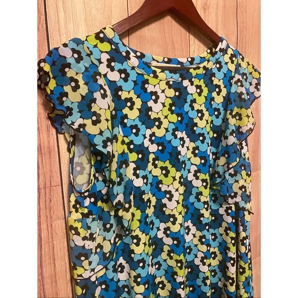 Michael Kors Large blue green floral top t-shirt women’s